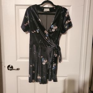 Urban Outfitters Black Velvet Wrap Dress